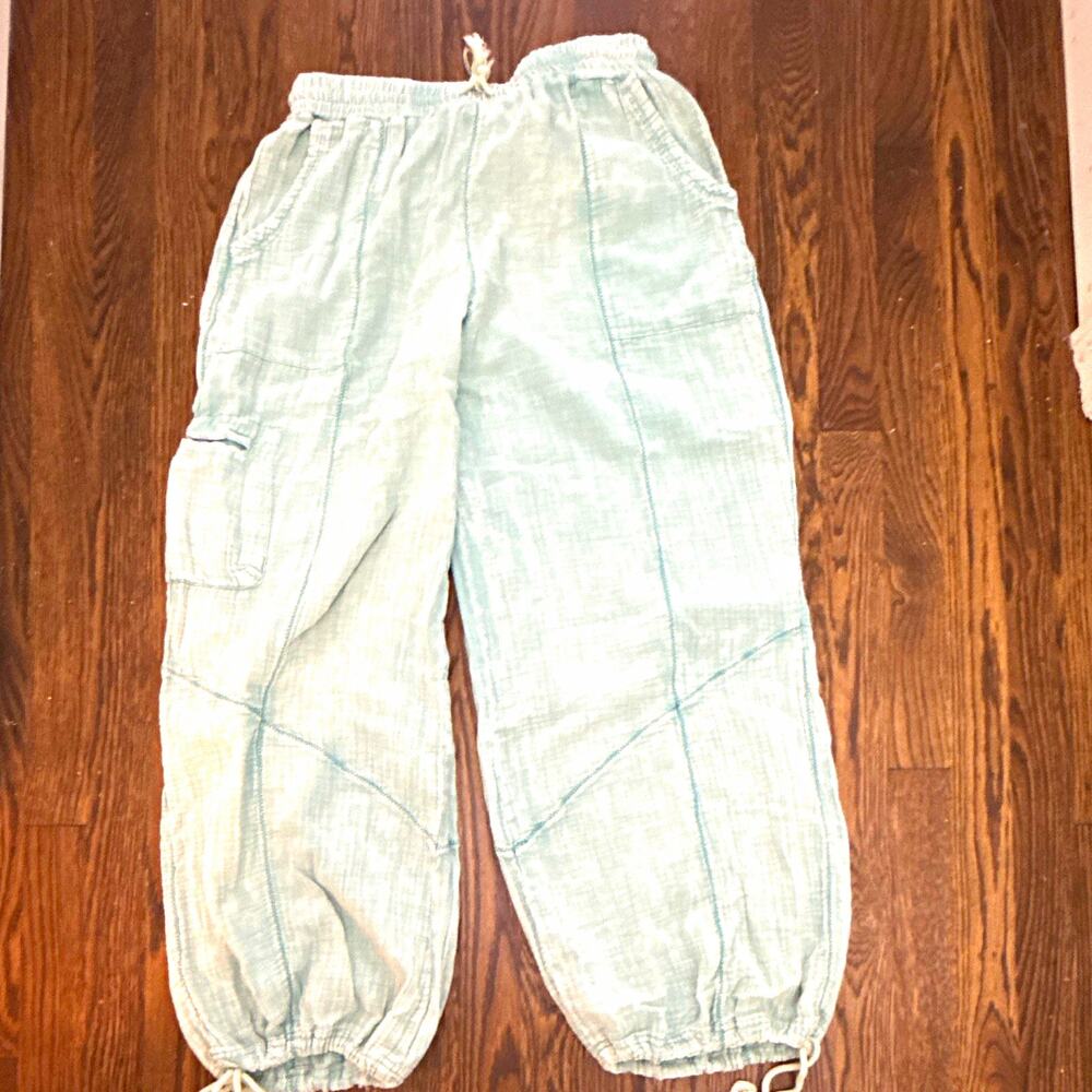 Vintage Havana Women’s Light Green Solid Jogger Pants Bohemian Size L Regular